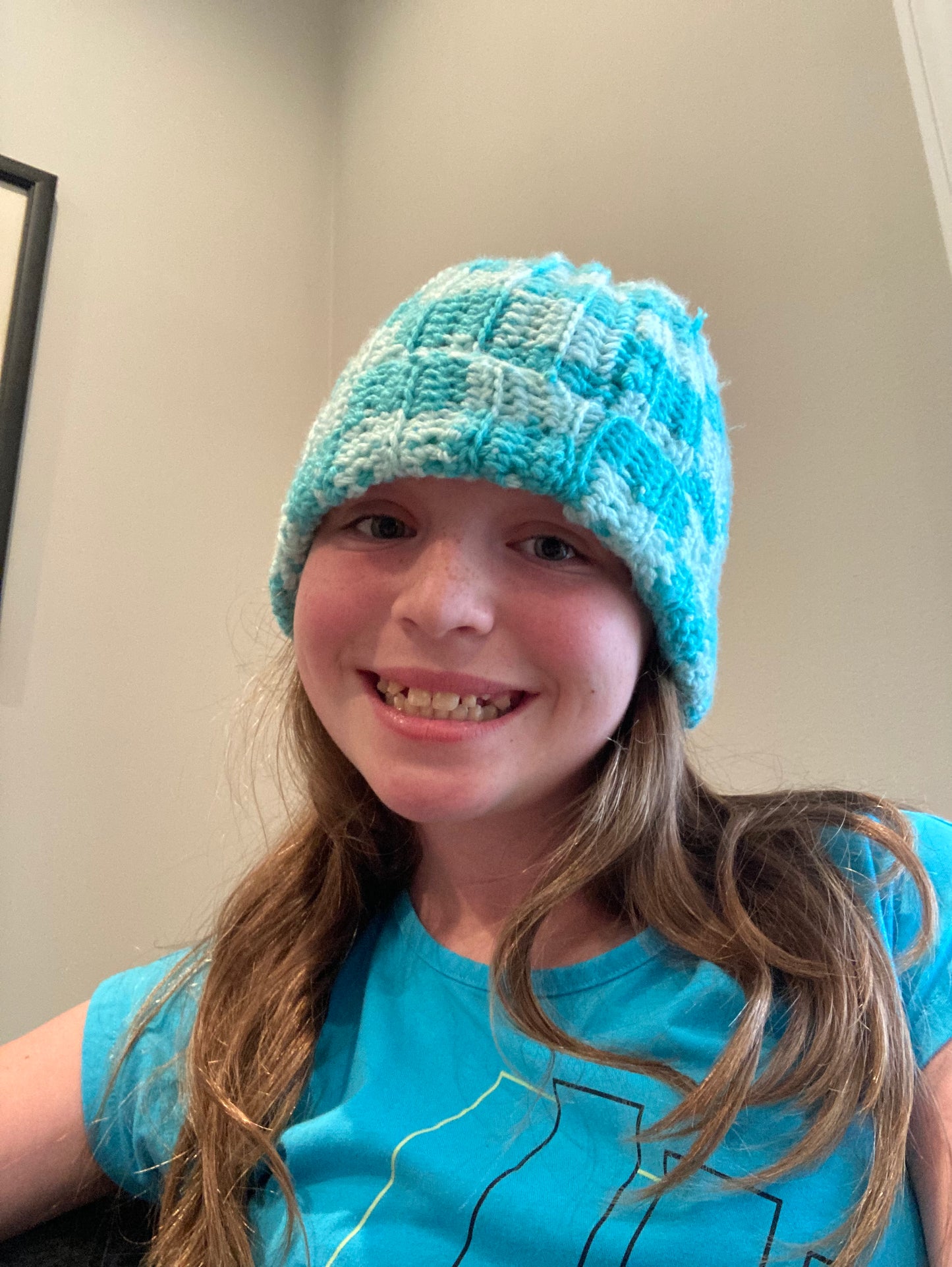 Crochet checkered beanie