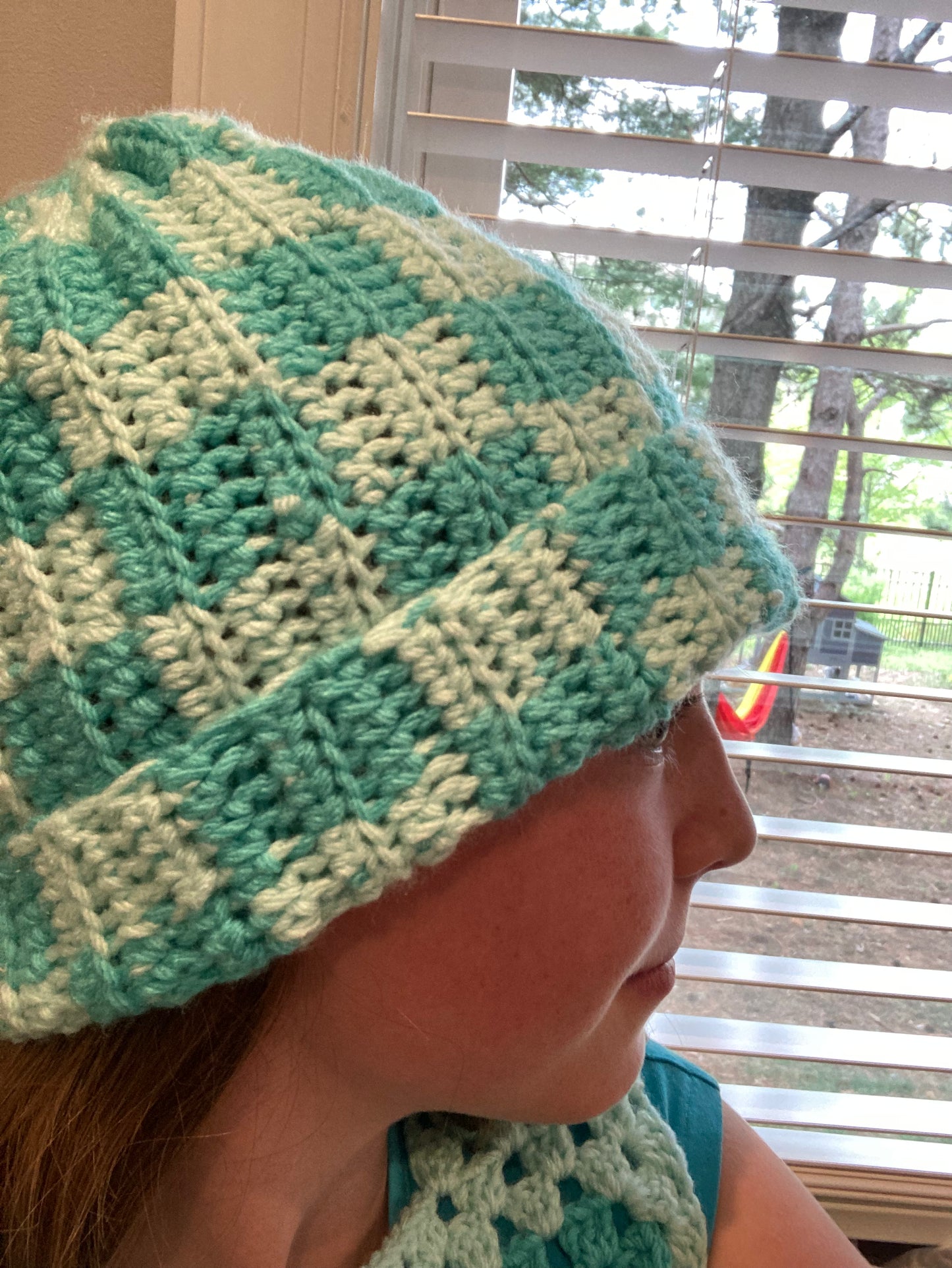Crochet checkered beanie